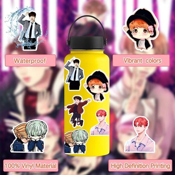 100 PCS BTS Stickers Vinyl Waterproof Stickers for Water Bottle, Mugs,Phones,etc - Picture 4 of 6